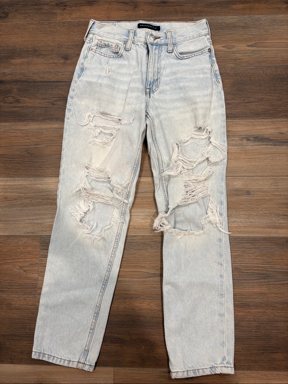 Aeropostale Light Wash Distressed Boyfriend Jeans